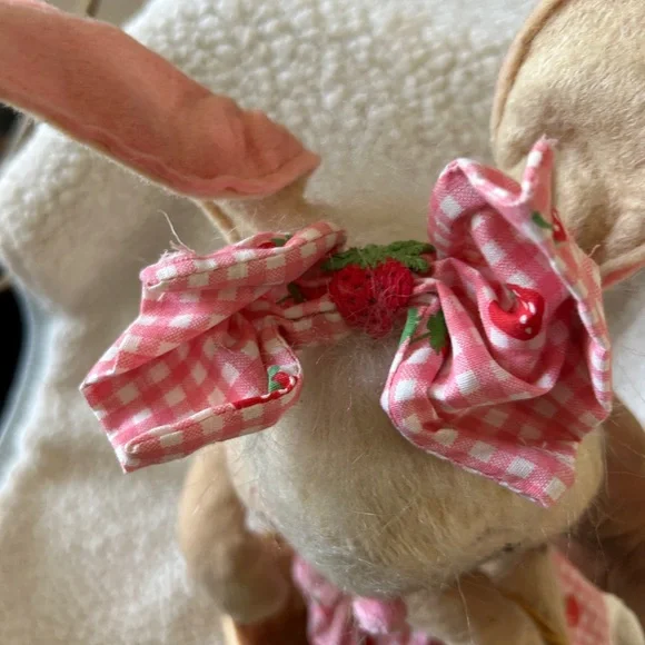 Large Annalee Spring Bunny with Basket Strawberry Dress